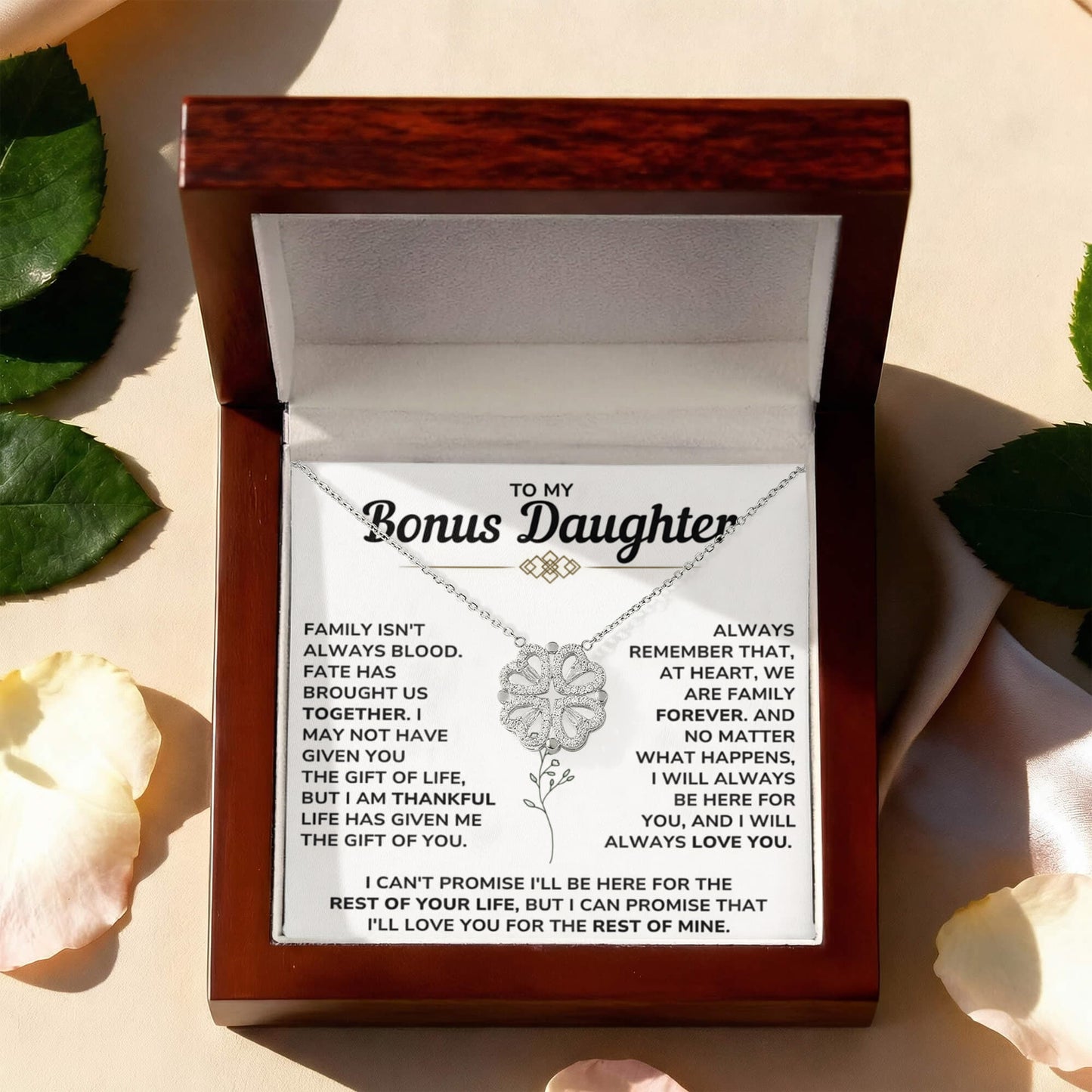 To My Bonus Daughter Necklace | Magnetic Hearts Necklace