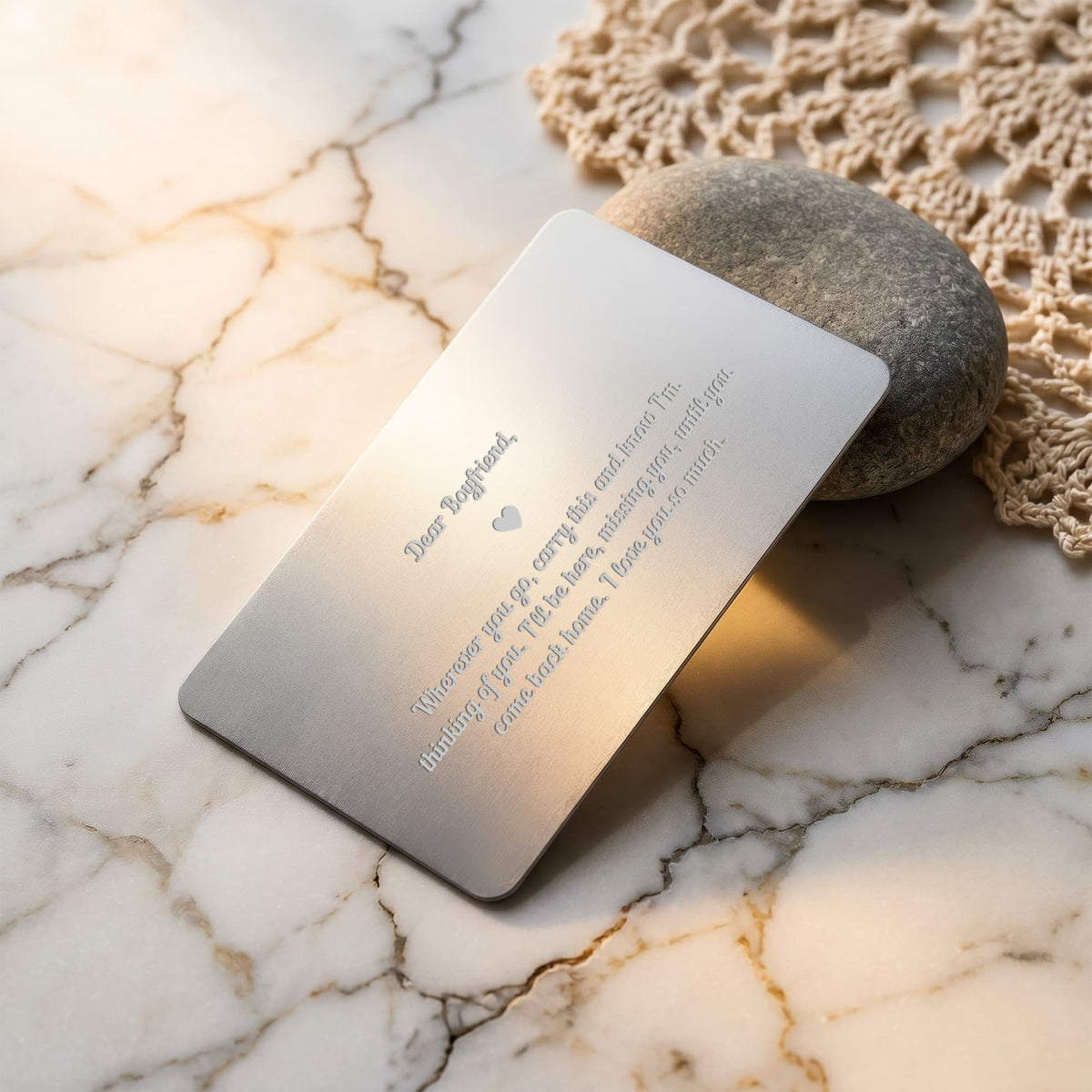 Engraved Metal Wallet Card, Romantic Gift for Boyfriend