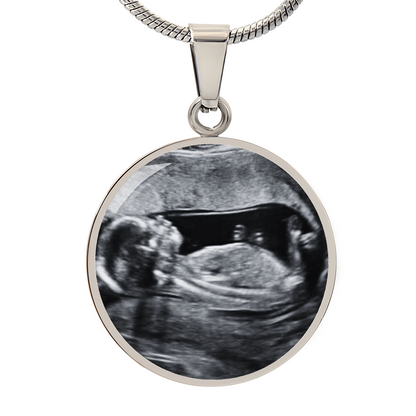 Ultrasound Necklace Sonogram, Circle Pendant Necklace for New Mom, Baby Announcement Present, Mother's Day Gift