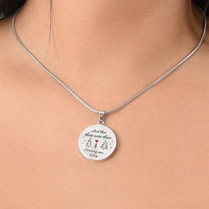 Christmas Pregnancy Announcement Necklace - And then three were three