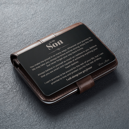 To My Son Metal Wallet Card – Sentimental Gift from Mom