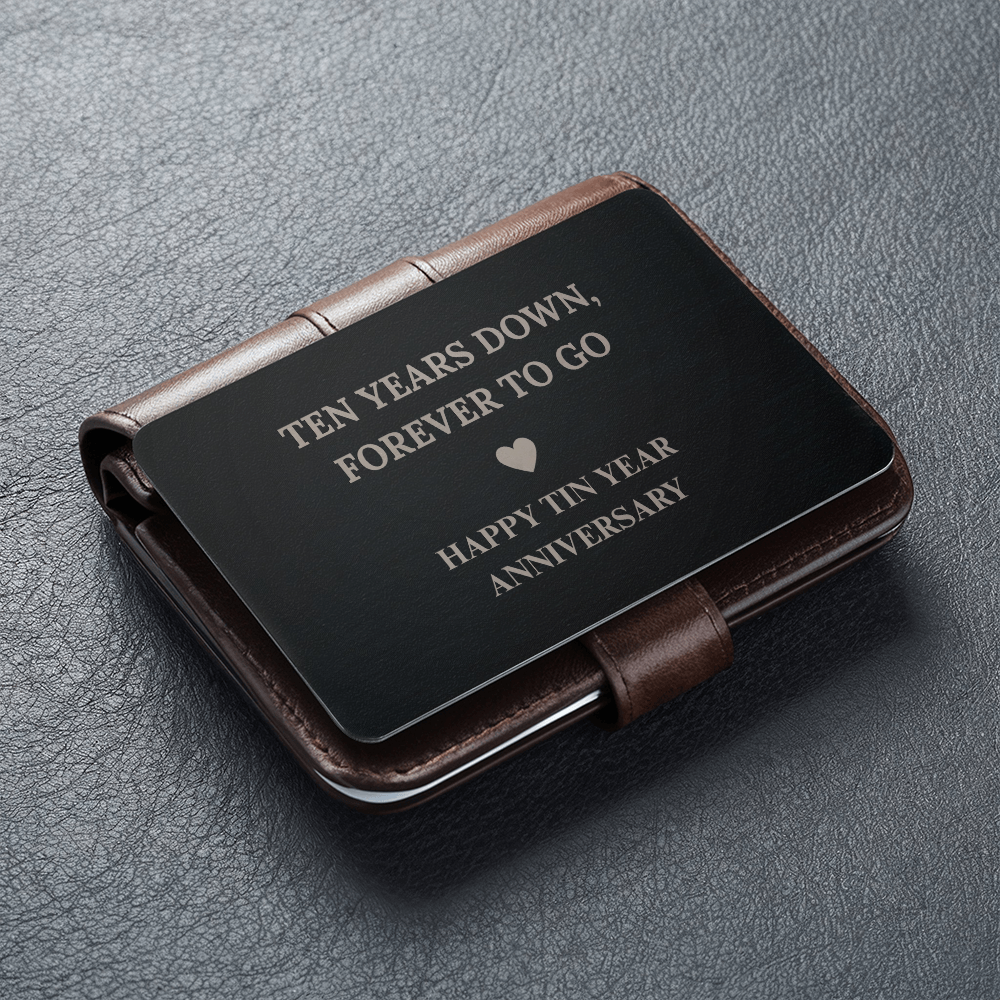 10th Anniversary Metal Wallet Card – Romantic Gift for Husband