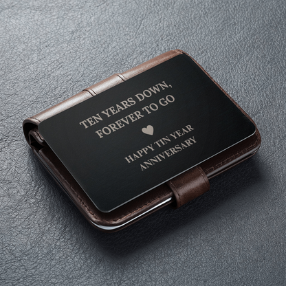 10th Anniversary Metal Wallet Card – Romantic Gift for Husband