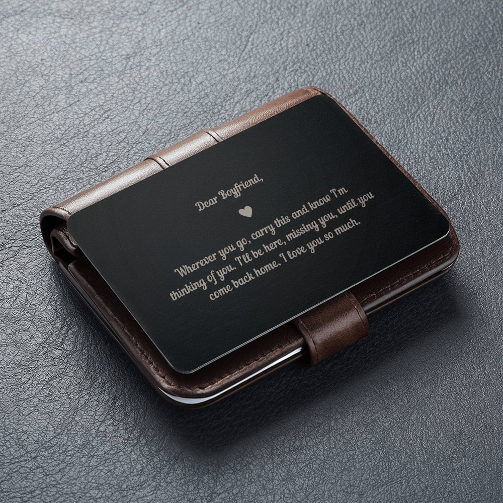 Engraved Metal Wallet Card, Romantic Gift for Boyfriend