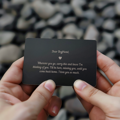 Engraved Metal Wallet Card, Romantic Gift for Boyfriend