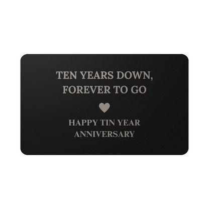 10th Anniversary Metal Wallet Card – Romantic Gift for Husband