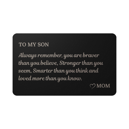 To My Son Metal Wallet Card – Heartfelt Gift from Mom