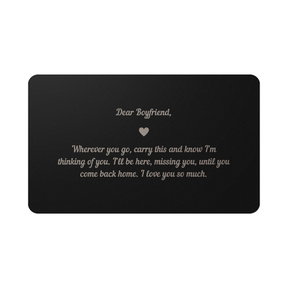 Engraved Metal Wallet Card, Romantic Gift for Boyfriend