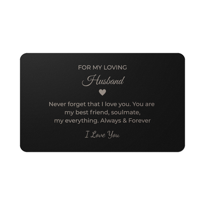 To My Husband Metal Wallet Card – Meaningful Gift from Wife