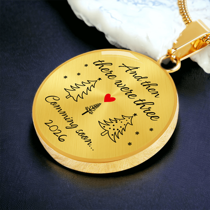 Christmas Pregnancy Announcement Necklace - And then three were three