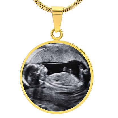 Ultrasound Necklace Sonogram, Circle Pendant Necklace for New Mom, Baby Announcement Present, Mother's Day Gift