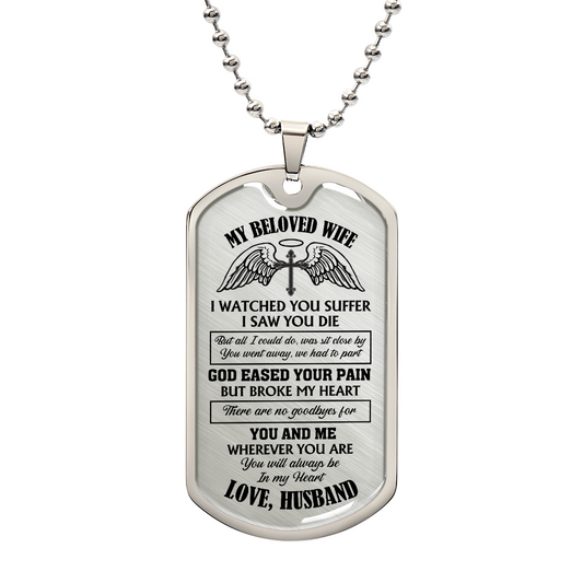 Personalized Memorial Dog Tag Keychain - Sympathy Gift for Wife