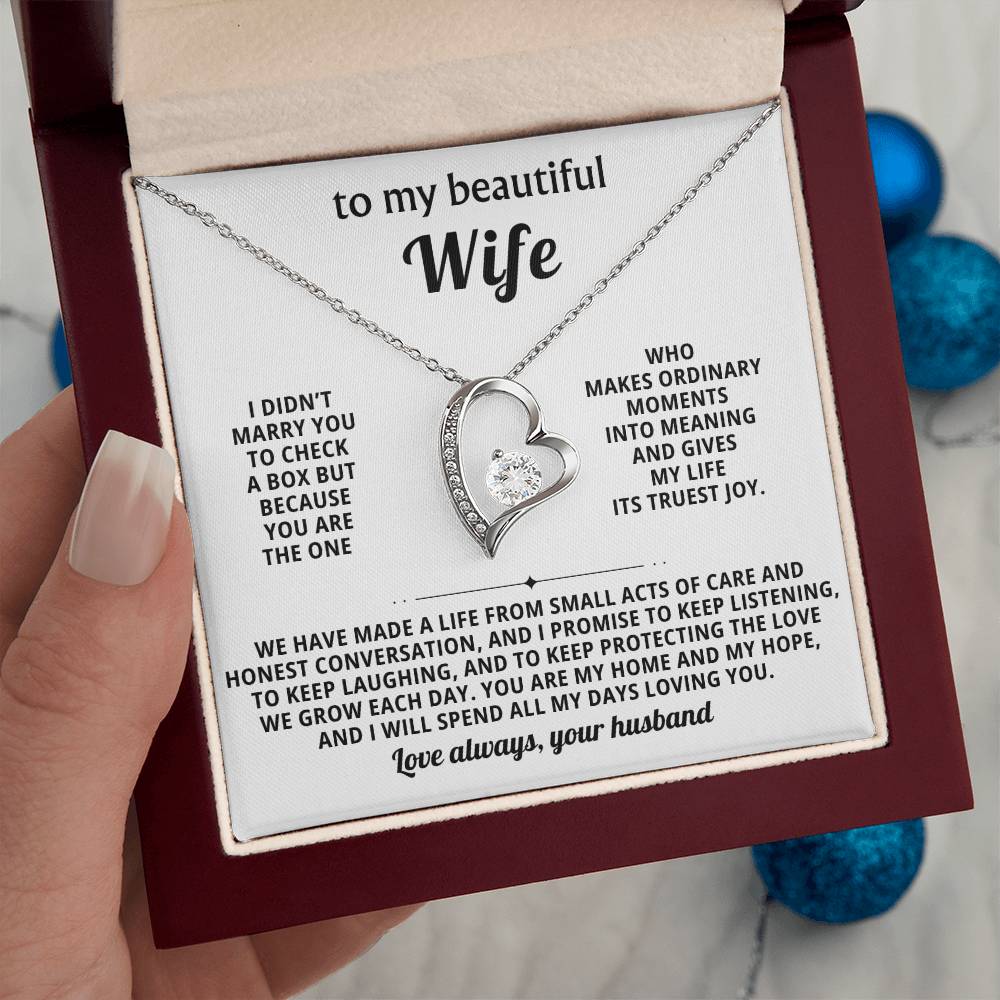 To My Beautiful Wife - Thinking About You Always Makes Me Smile - Forever Love Necklace