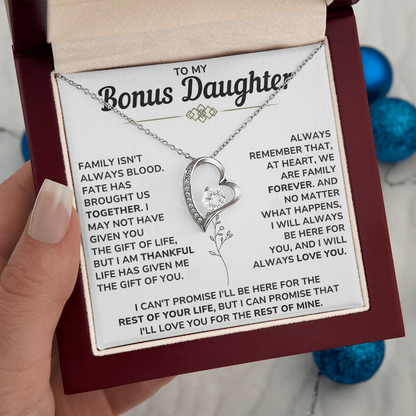 To My Bonus Daughter Gifts - Forever Love Necklace