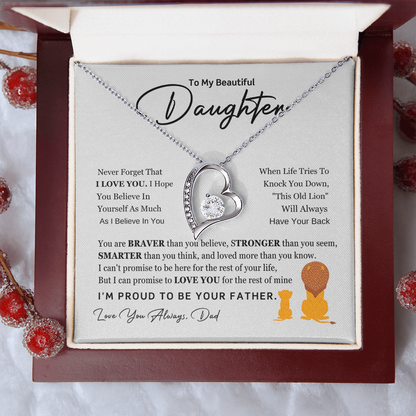 To My Daughter - Always Keep Me in Your Heart - Forever Love Necklace