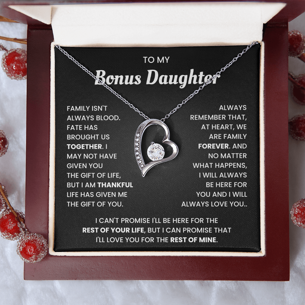To My Bonus Daughter Necklace Gift From Bonus Mom Dad With Beautiful Gift Box