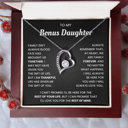 To My Bonus Daughter Necklace Gift From Bonus Mom Dad With Beautiful Gift Box