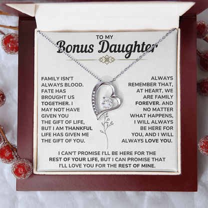 To My Bonus Daughter Gifts - Forever Love Necklace