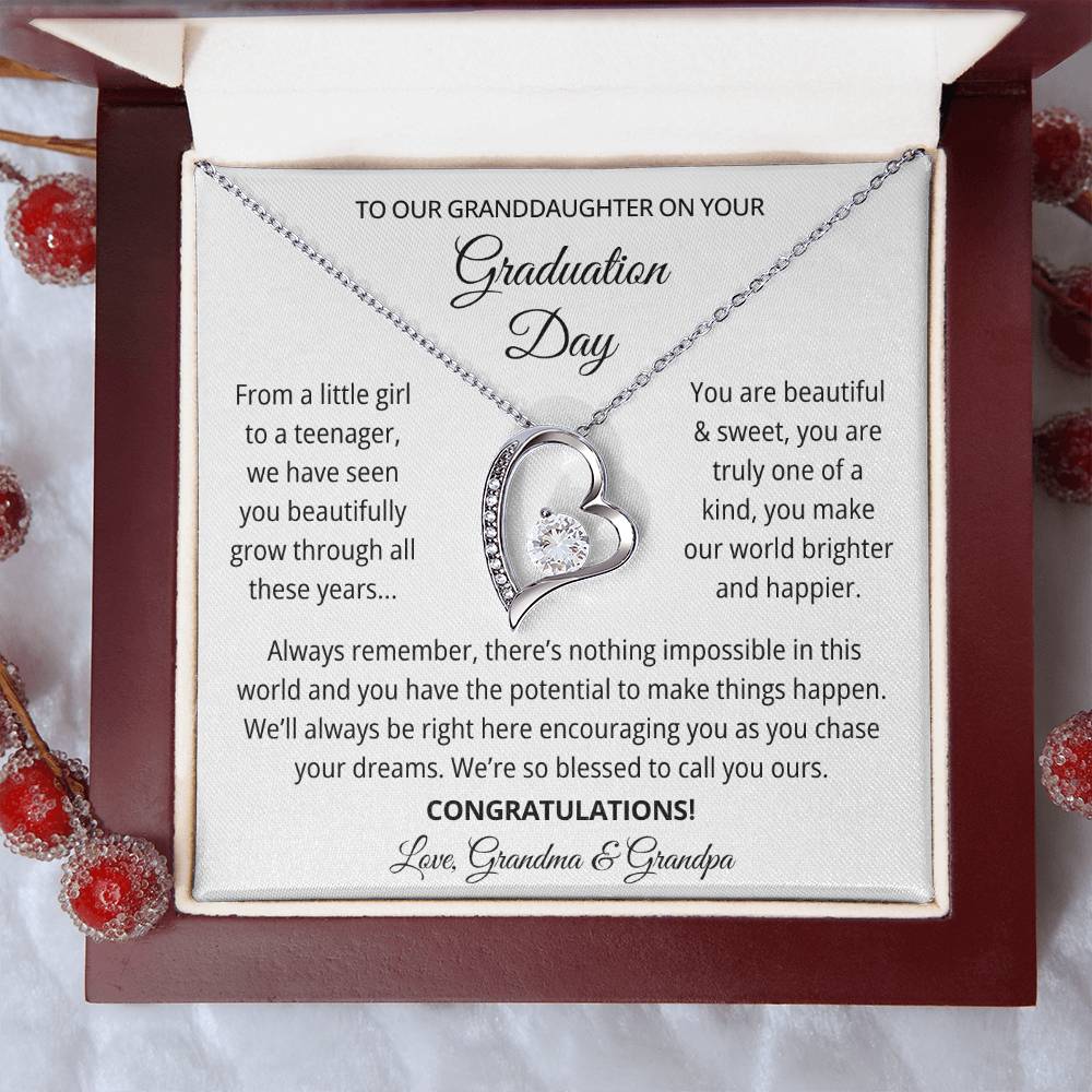 Granddaughter Graduation Gift from Grandma & Grandpa - Forever Love Necklace