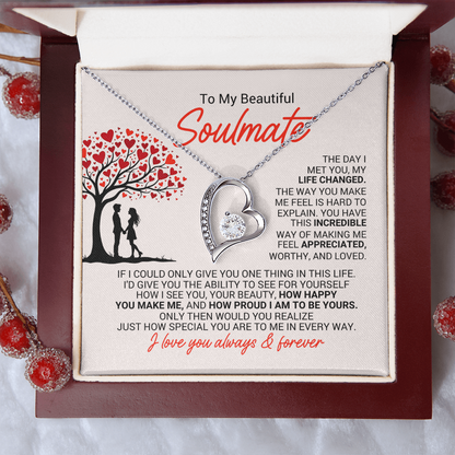 To My Soulmate Necklace - Soulmate Jewelry for Her - Anniversary Birthday Gift for Wife Girlfriend Soulmate