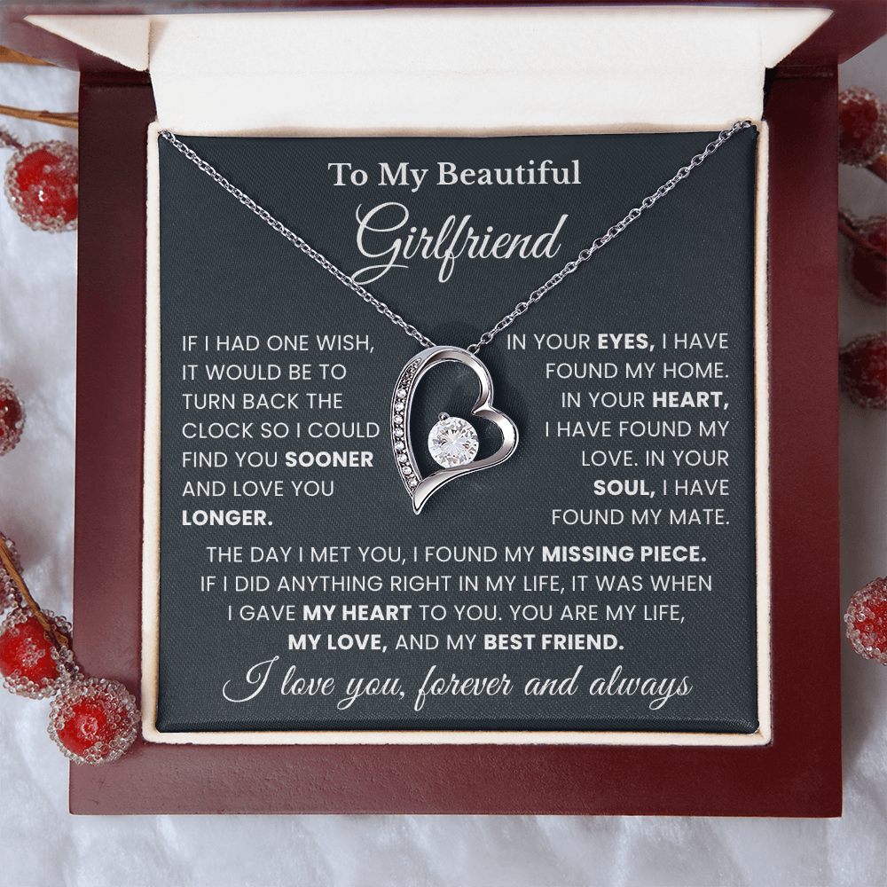 Girlfriend Necklace From Boyfriend, Valentine's gifts For Girlfriend Message Card & LED Box