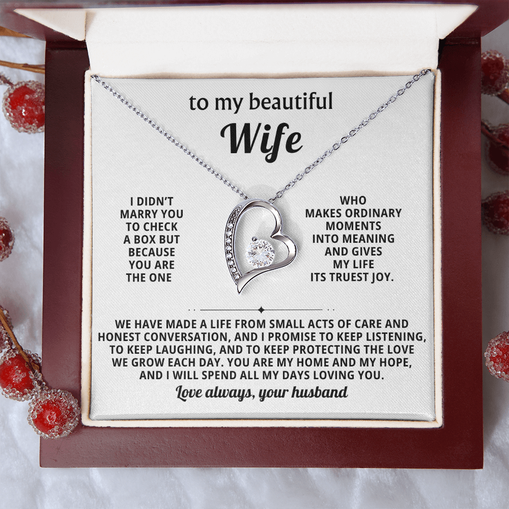 To My Beautiful Wife - Thinking About You Always Makes Me Smile - Forever Love Necklace
