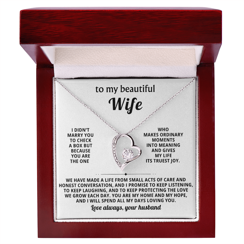 To My Beautiful Wife - Thinking About You Always Makes Me Smile - Forever Love Necklace
