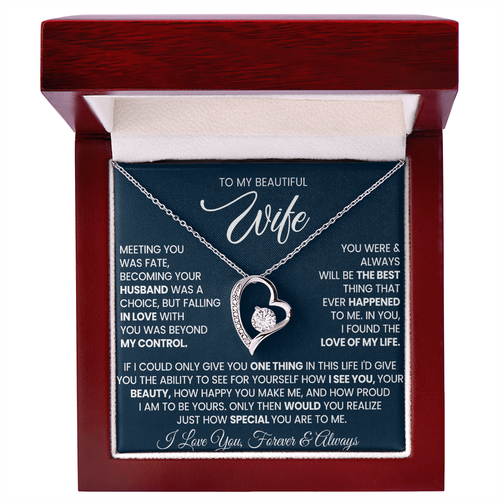 To My Wife Forever Love Necklace With Heartfelt Message & Gift Box