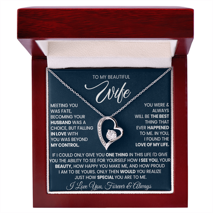 To My Wife Forever Love Necklace With Heartfelt Message & Gift Box