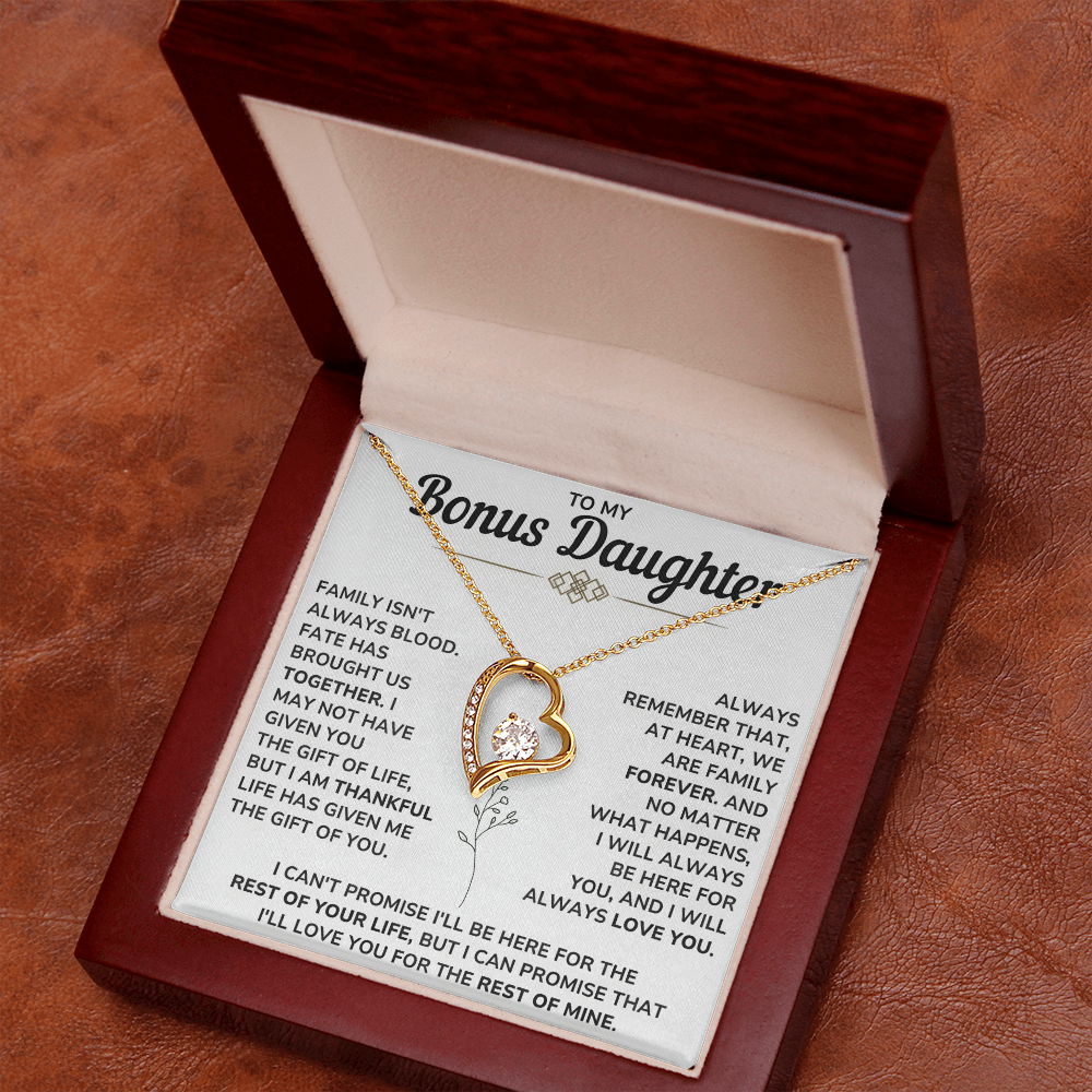 To My Bonus Daughter Gifts - Forever Love Necklace