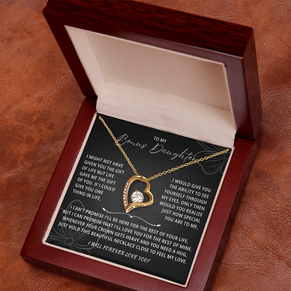 To My Beautiful Bonus Daughter Necklace From Mom & Dad With Message Card