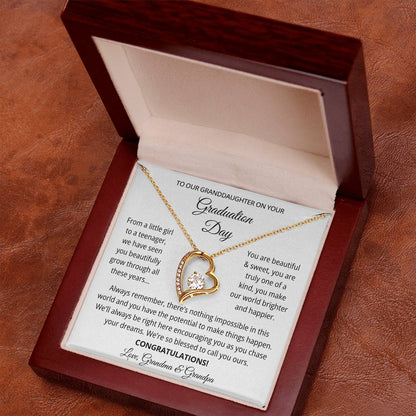 Granddaughter Graduation Gift from Grandma & Grandpa - Forever Love Necklace