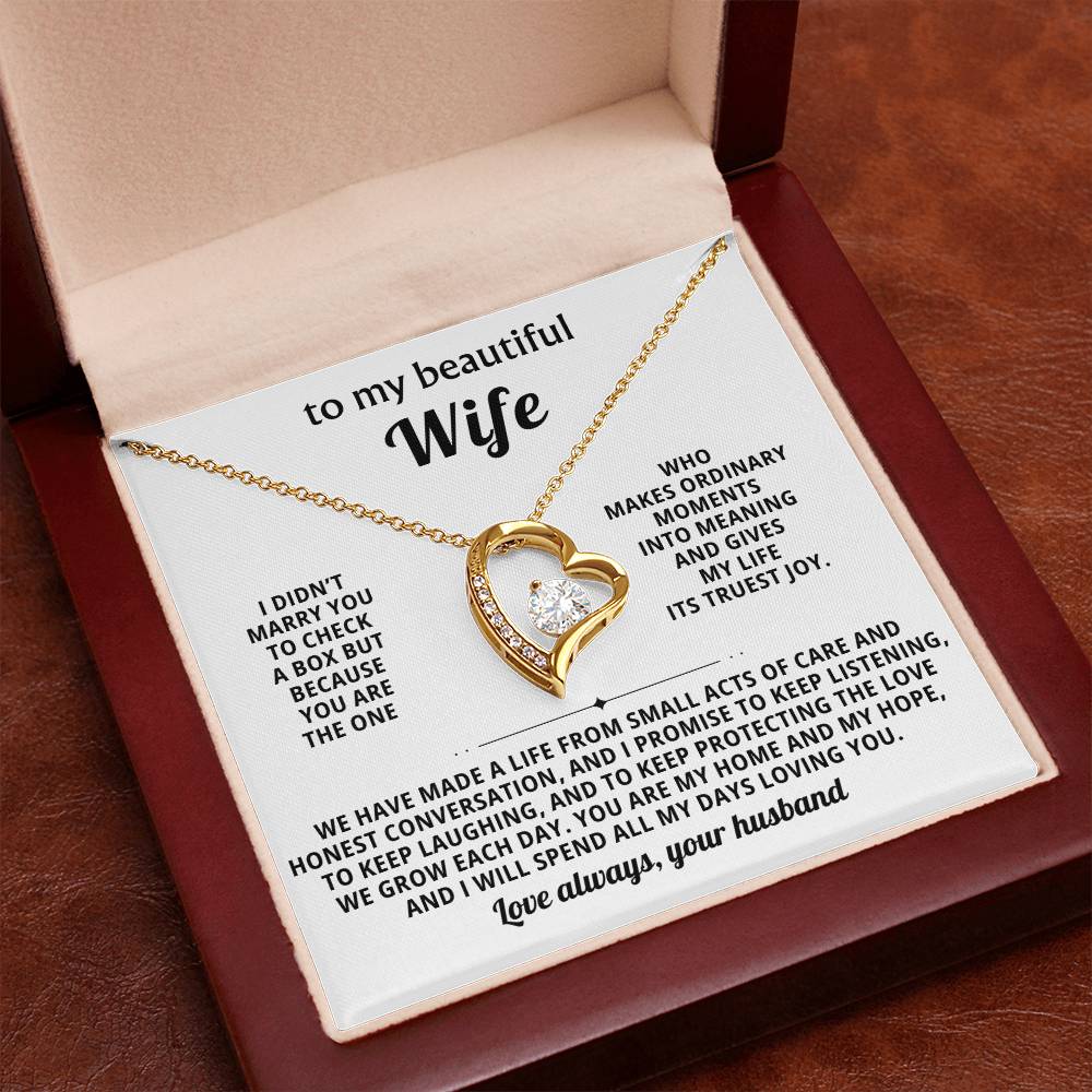To My Beautiful Wife - Thinking About You Always Makes Me Smile - Forever Love Necklace