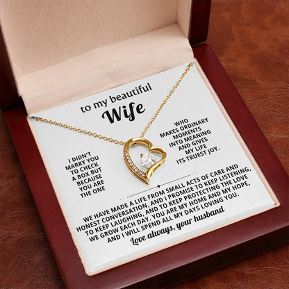 To My Beautiful Wife - Thinking About You Always Makes Me Smile - Forever Love Necklace
