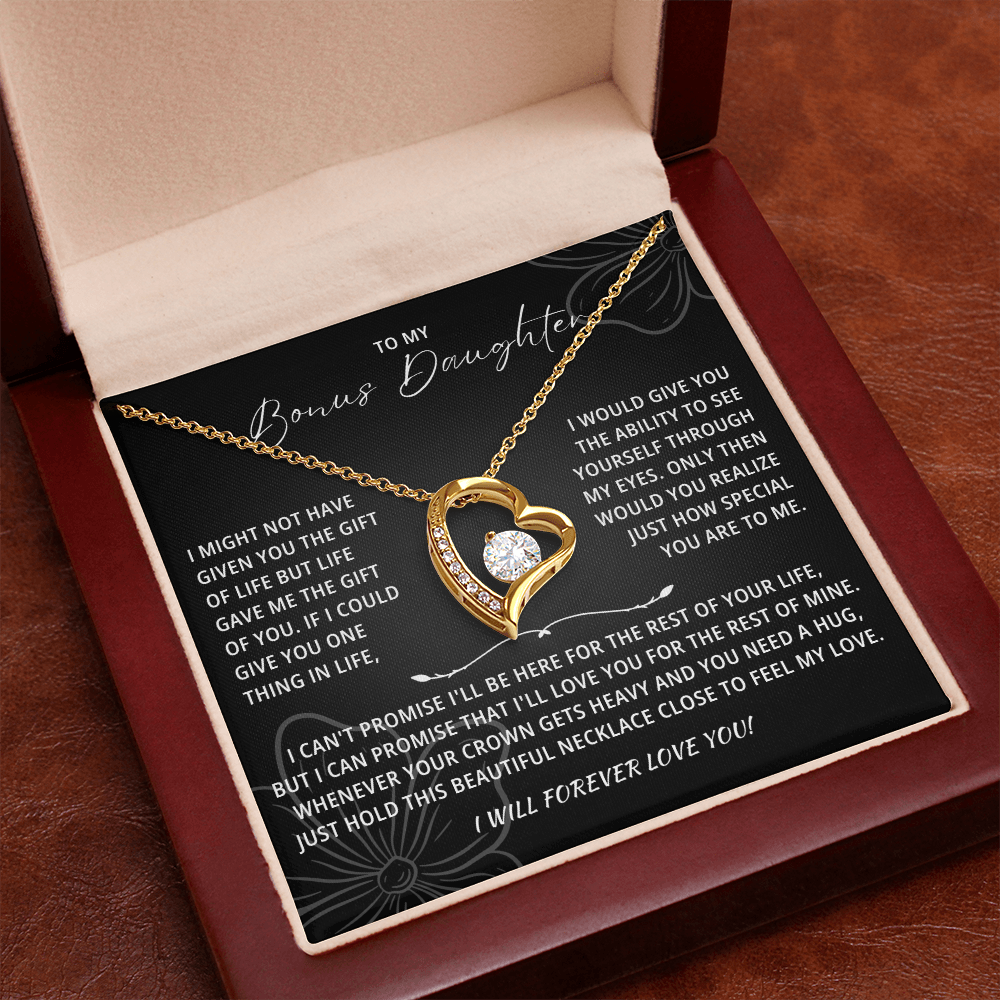 To My Beautiful Bonus Daughter Necklace From Mom & Dad With Message Card