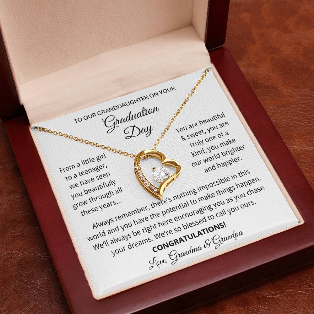Granddaughter Graduation Gift from Grandma & Grandpa - Forever Love Necklace