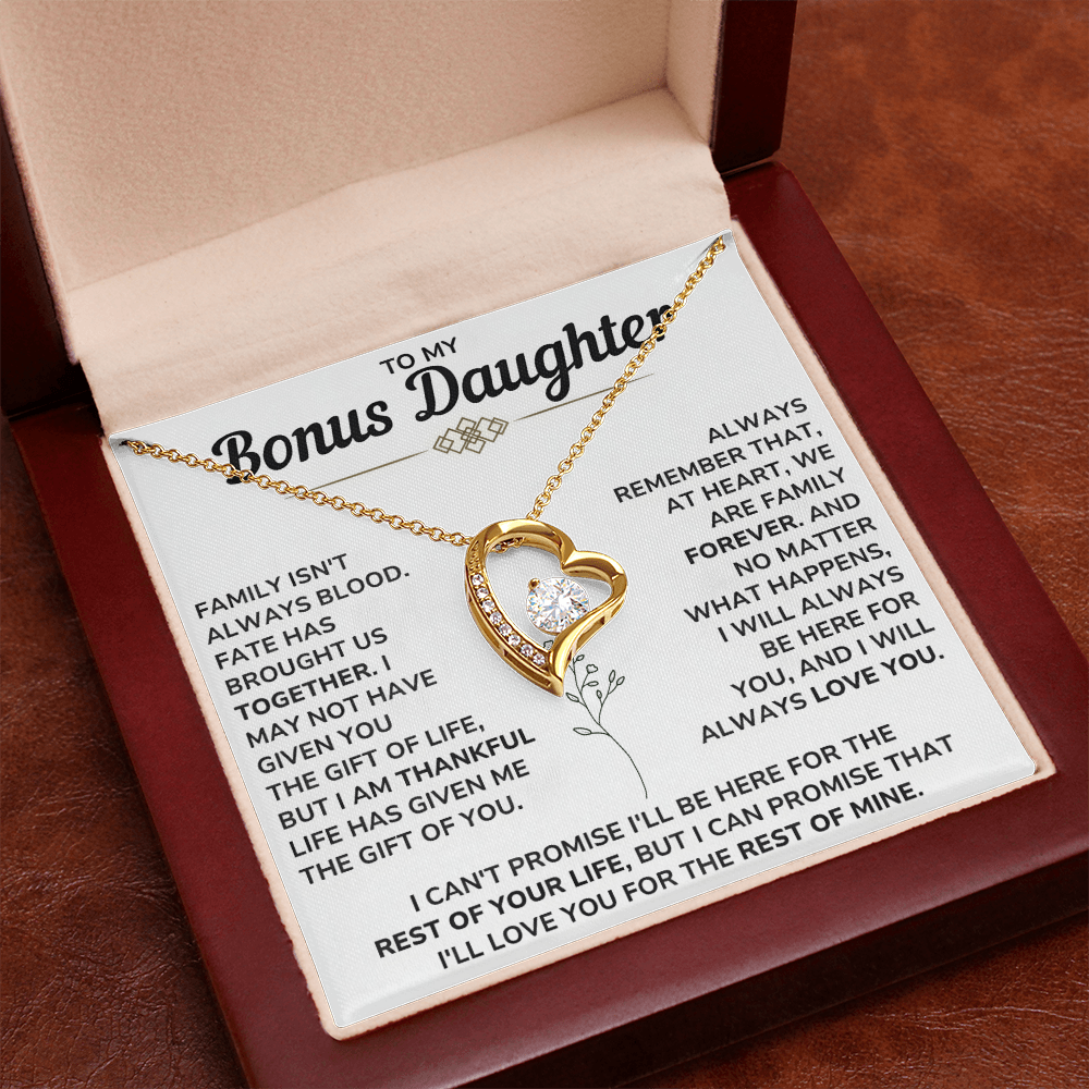 To My Bonus Daughter Gifts - Forever Love Necklace