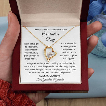 Granddaughter Graduation Gift from Grandma & Grandpa - Forever Love Necklace