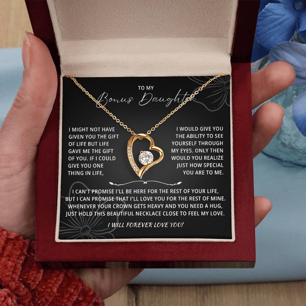 To My Beautiful Bonus Daughter Necklace From Mom & Dad With Message Card