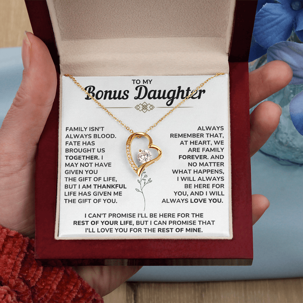 To My Bonus Daughter Gifts - Forever Love Necklace