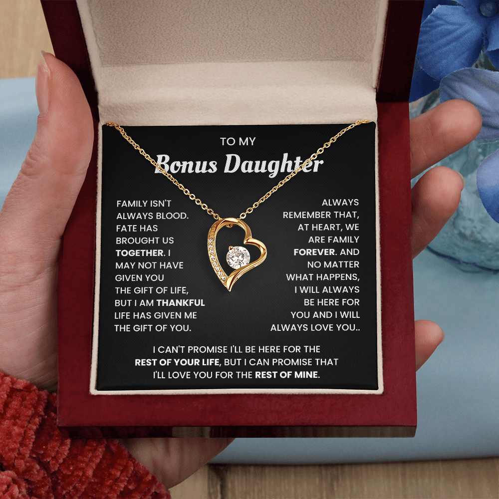To My Bonus Daughter Necklace Gift From Bonus Mom Dad With Beautiful Gift Box