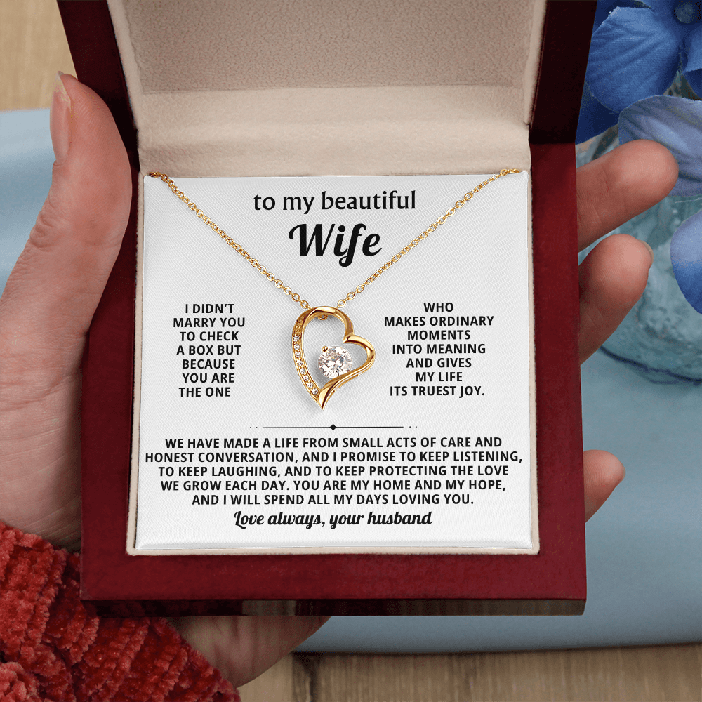 To My Beautiful Wife - Thinking About You Always Makes Me Smile - Forever Love Necklace