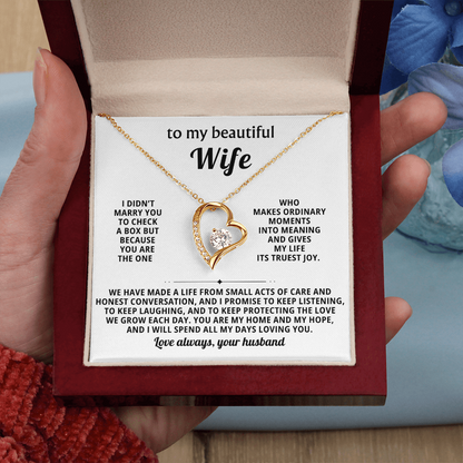 To My Beautiful Wife - Thinking About You Always Makes Me Smile - Forever Love Necklace