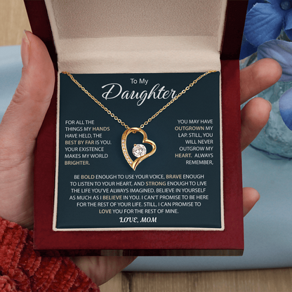 To My Daughter - a Sentimental Gift for Her From Mom Dad - Forever Love Necklace