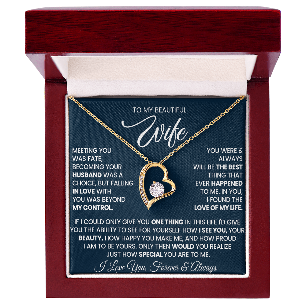 To My Wife Forever Love Necklace With Heartfelt Message & Gift Box