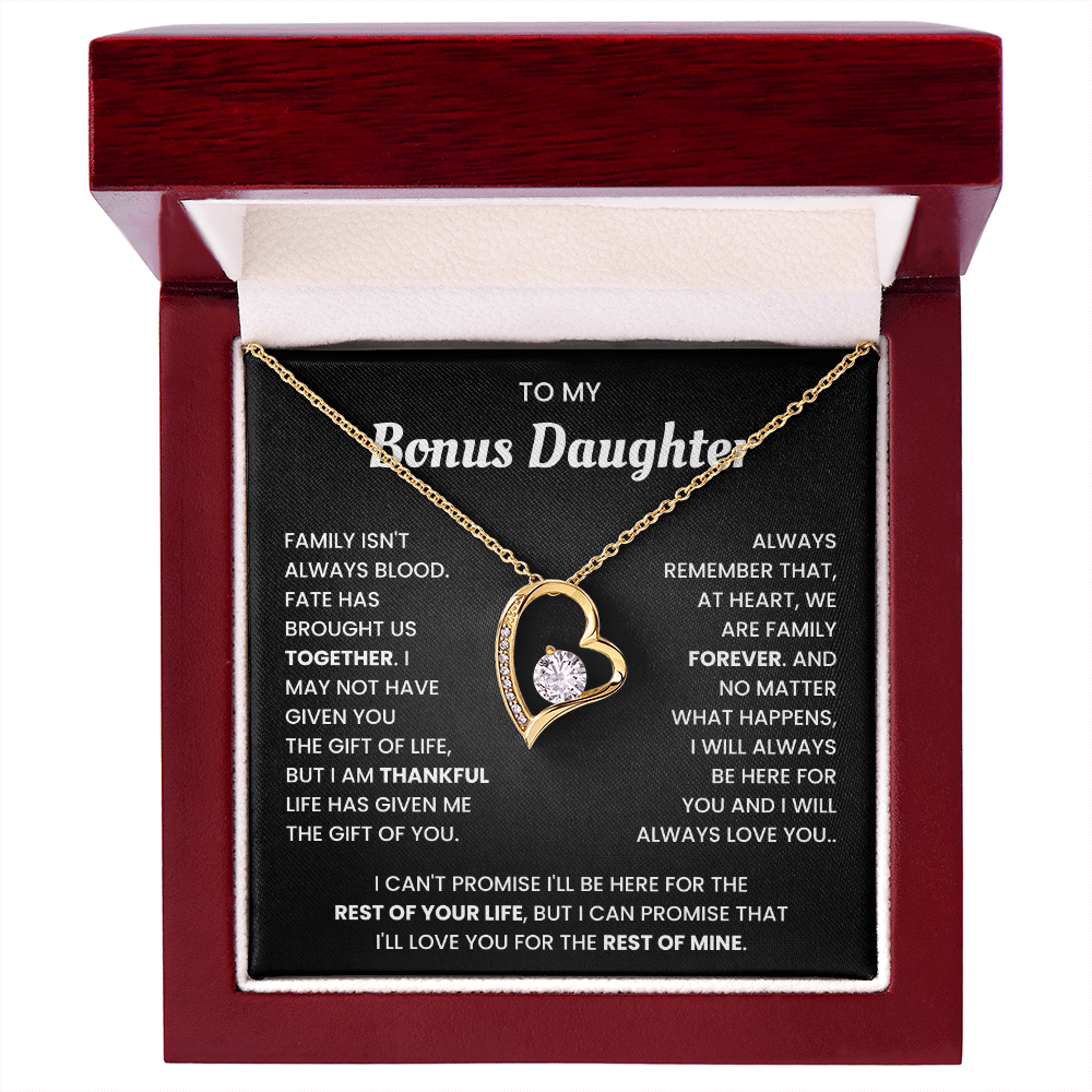 To My Bonus Daughter Necklace Gift From Bonus Mom Dad With Beautiful Gift Box