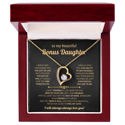 To My Bonus Daughter - Hold This Necklace Close to Feel My Love - Forever Love