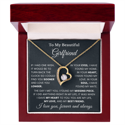 Girlfriend Necklace From Boyfriend, Valentine's gifts For Girlfriend Message Card & LED Box