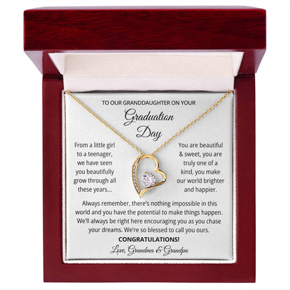 Granddaughter Graduation Gift from Grandma & Grandpa - Forever Love Necklace
