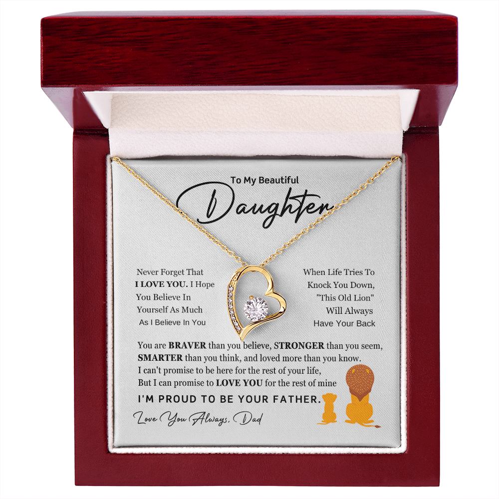 To My Daughter - Always Keep Me in Your Heart - Forever Love Necklace